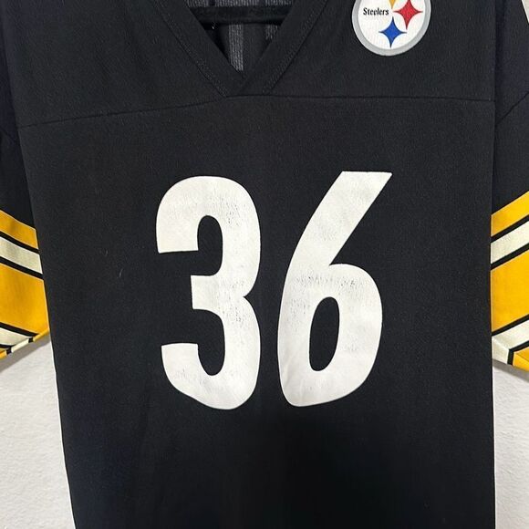 Vintage 90’s Logo 7 Men's Black Yellow Bettis #36 Steelers NFL Jersey Large - Picture 2 of 7